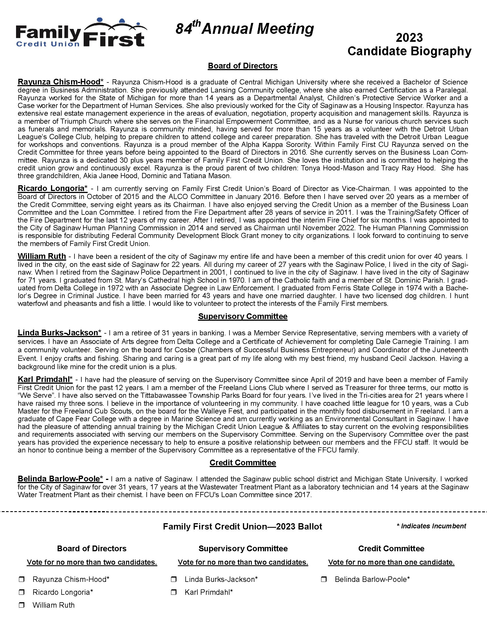 Ballot Sheet 2023